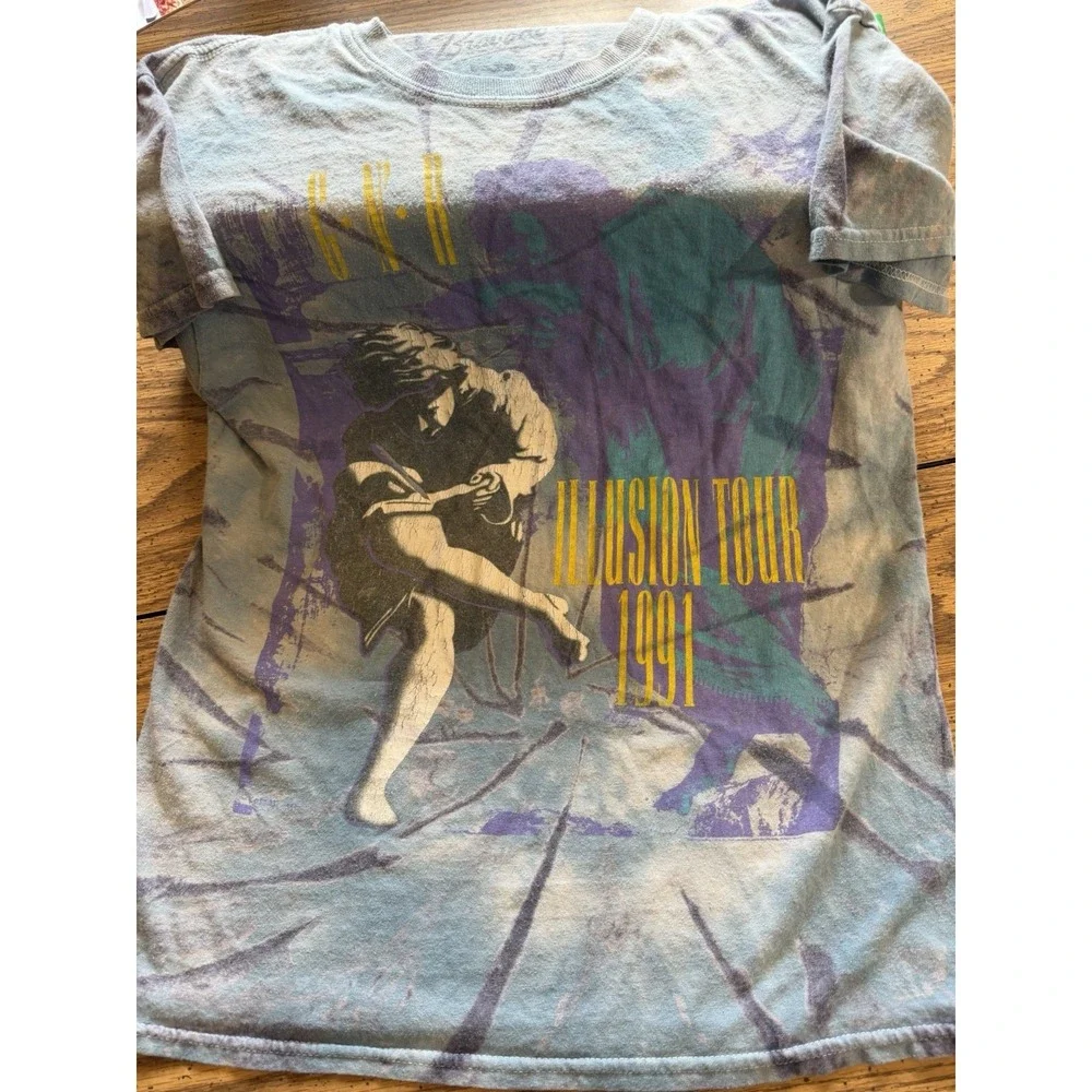 Guns N Roses Illusion Tour 1991 Graphic T-Shirt Tie Dye Bravado Mens L (B)